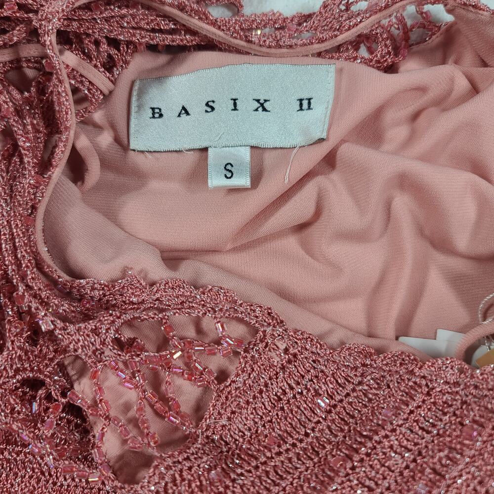 Basix II womens pink crochet beaded halter top dress Size Small Cocktail Party - Picture 11 of 14